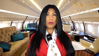 A Black-Haired Private Flight Attendant Was Driving A Private Plane.