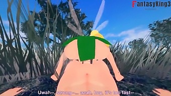 Tinker Bell And Another Fairy Engage In Sexual Activity With A Male Character Named Peter Pank In A Short Video With A Red Filter