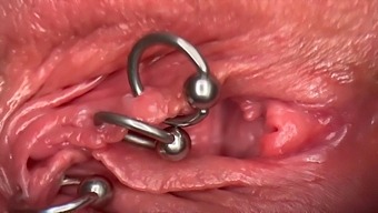 Intense Close-Up Of My Wet And Pierced Pussy With Cum Inside