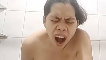 My Spouse From Asia Pleasuring Herself While Imagining A Threesome With Her Partner And His Companion, Resulting In Intense Orgasm