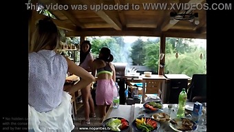 Outdoor Pussy Party With Stunning Girls In Skirts And Panties