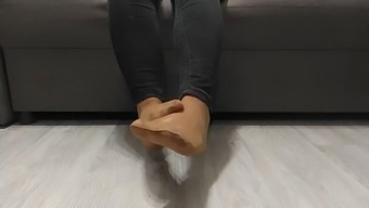 Monika Nylon'S Day-Long Nylon Stockings Reveal Her Naked Legs