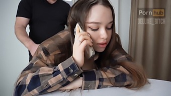 Big Ass Brunette Gets Fucked By Stepbrother Over Phone Call